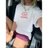 Casual Simple and Comfortable Temperament Pure Cotton Short-sleeved T-shirt Fun Loose and Versatile Commuter Letter Printed Top