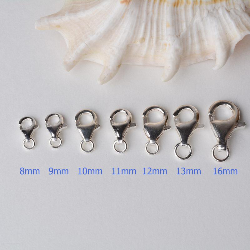 

Solid 925 Sterling Silver Lobster Claw Clasp, snap clasp with 1 Open Jump Ring 8-16mm 8mm