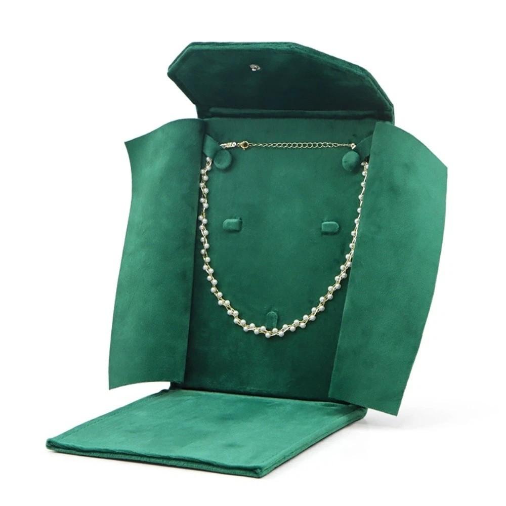 

Foldable Storage Bag Snap Button Closure Velvet Jewelry Organizer Pouch Portable Jewelry Storage Box зелёный