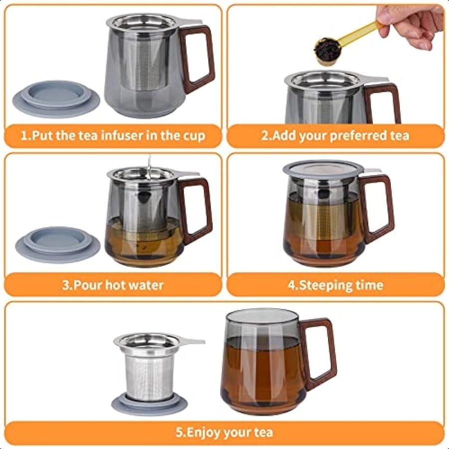 Extra Fine Mesh Tea Infuser Strainer Stainless Steel Loose Leaf Tea Steeper Diffuser with Large Capacity Basket and Lid Fits Te
