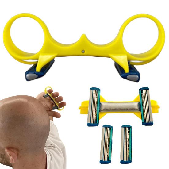 Manual Fast Bald Hair Clipper Head Shaver with 4 Blades Ergonomic Hand Push Trimmer for Men's Scalp Beard Body Grooming Travel-Friendly Haircut Kit