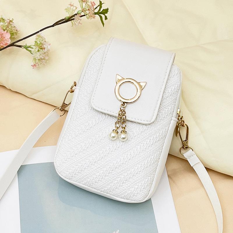 Korean Style Phone Crossbody Bag Trendy Textured Shoulder Purse for Women
