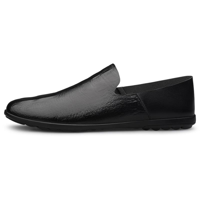 Men's Summer 2024 Soft Leather Loafers - Single Layer, Flat Bottom, Casual Slip-on Driving Shoes