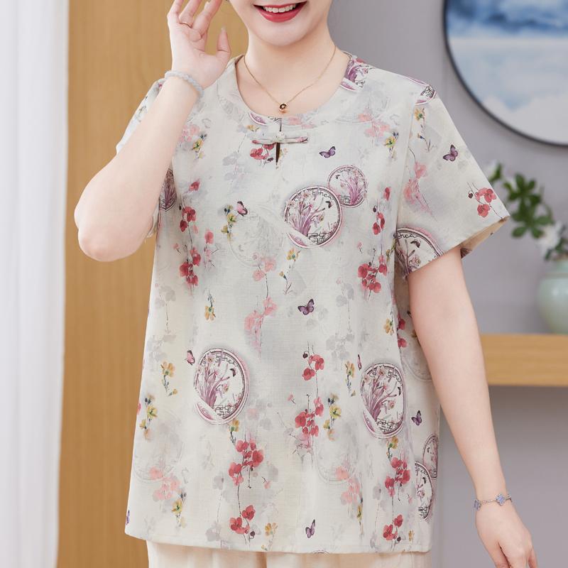 Plus Size 3XL-8XL Oversize Summer Casual Blouses for Women Tops Loose Short Sleeve Shirt Vintage Clothes