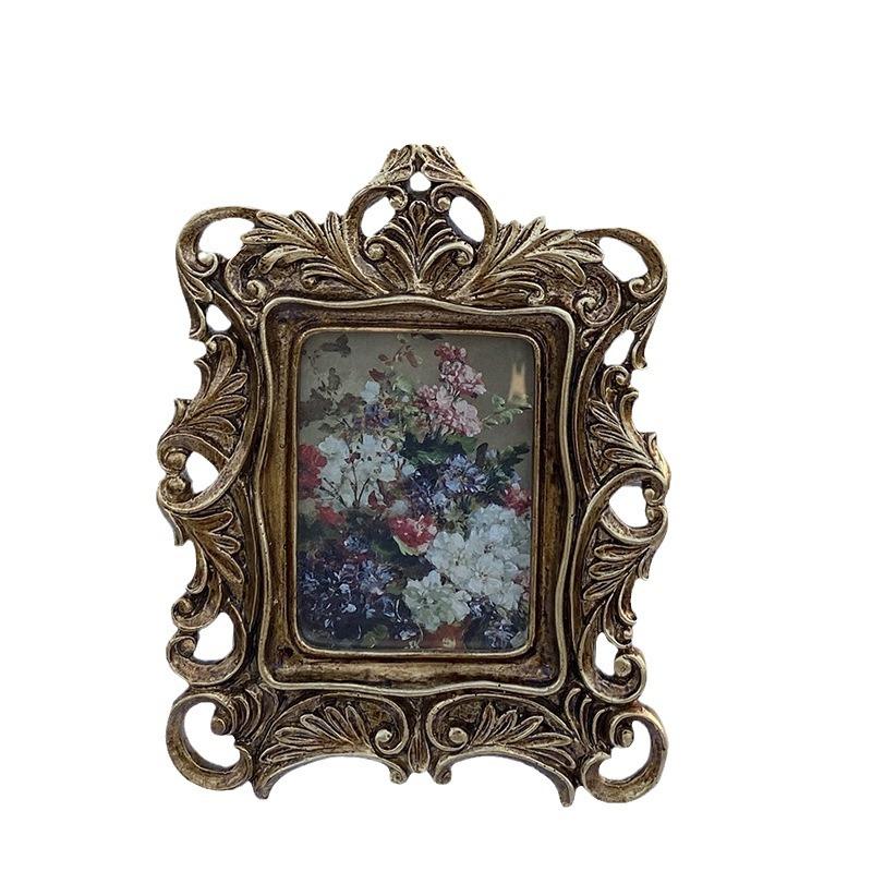 1 Peça Porta-Retrato Estilo Retro Francês Resina Esculpida Porta-Retrato de Casamento Decoração para Pendurar na Parede Decoração de Casa