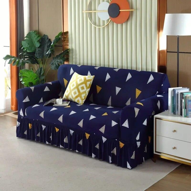 Modern Atmosphere Feeling Skirt Edge Sofa Cover Fabric Full Coverage Elastic Sofa Cover Sofa Anti-skid  Dustproof Cover
