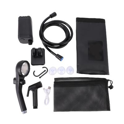 Portable Shower 6000mAh Rechargeable Camp Shower Pump with LED Display Foldable Bucket Shower Head for Hiking Traveling