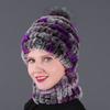 New hat scarf winter thickened thermal hat Rex rabbit fur grass Rex rabbit fur scarf two-piece set