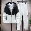 Men's Korean Style Autumn Sportswear Set - Hooded Top and Cuffed Pants