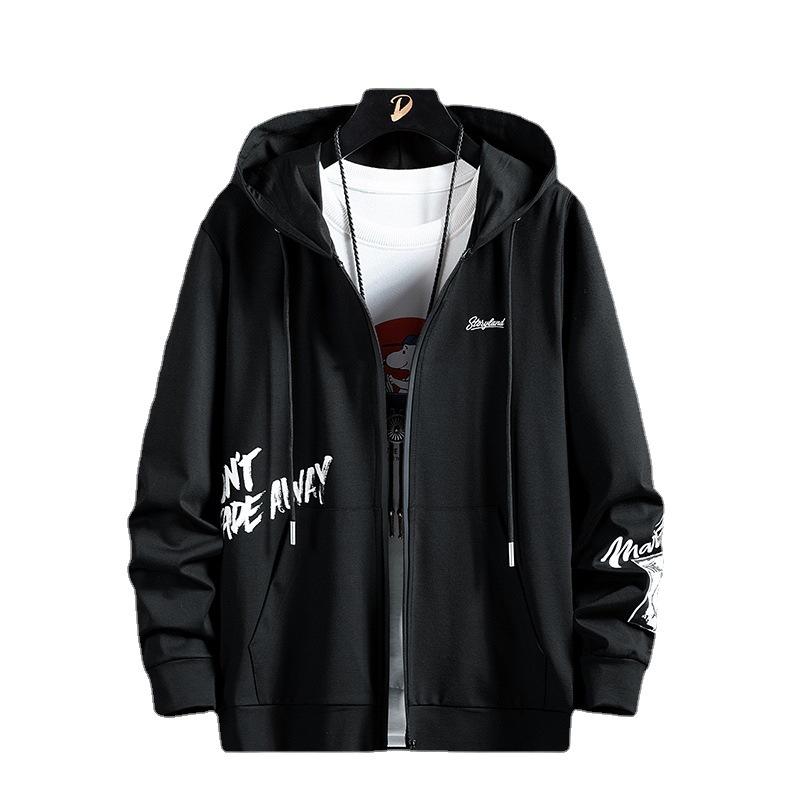 Spring Men's Plus Size Fashion Casual Hooded Pullover Jacket