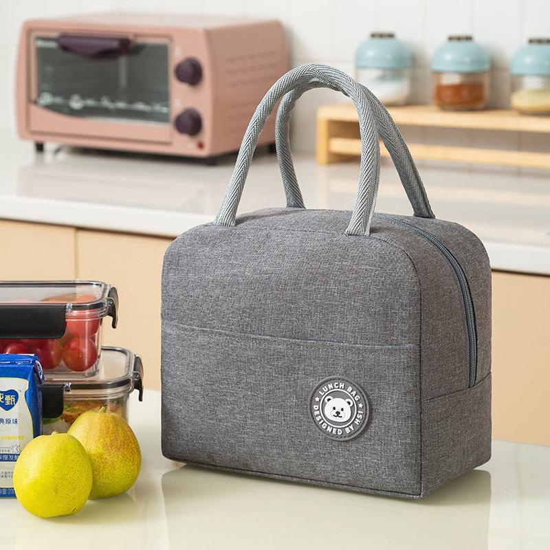 Canvas Thermal Lunch Tote Bag Portable Insulated Lunch Box Bag Foil Fresh Food Container Bag for Women Kids Household Use