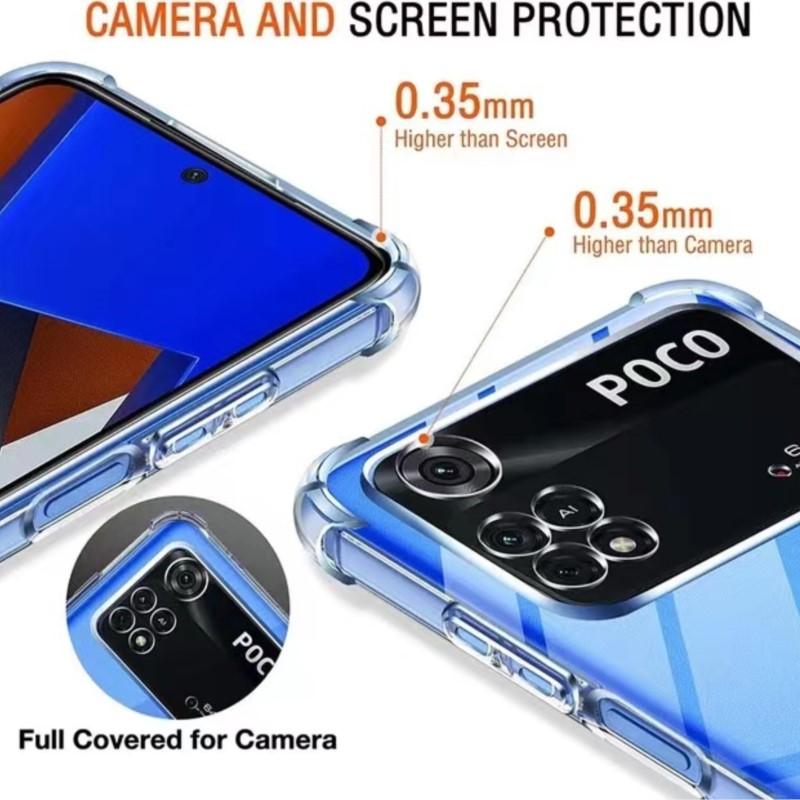 Thick Air-Bag Silicone Clear Phone Case For Xiaomi Poco X2 X3 NFC X4 Pro X4 GT X5 X6 X7 Pro C50 C55 C61 C65 Transparent Cover