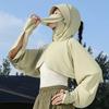 Long Sleeve Facemask Hat Sunscreen Shawl Solid Color Sun Protection Clothing  Fishing
