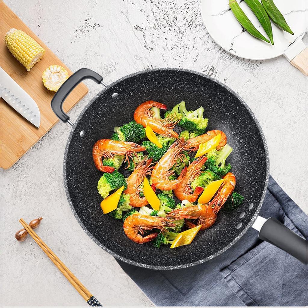 Die- Nonstick Wok Pan, Household Cooking Skillet for All Stovetops