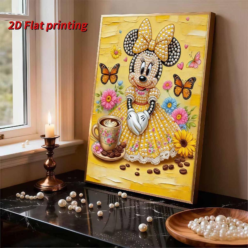 Disney Minnie Oil Painting Style Creative Pearl Painting Art 5D DIY Full Diamond Embroidery Mosaic Cross Stitch Kit Home Room Decoration