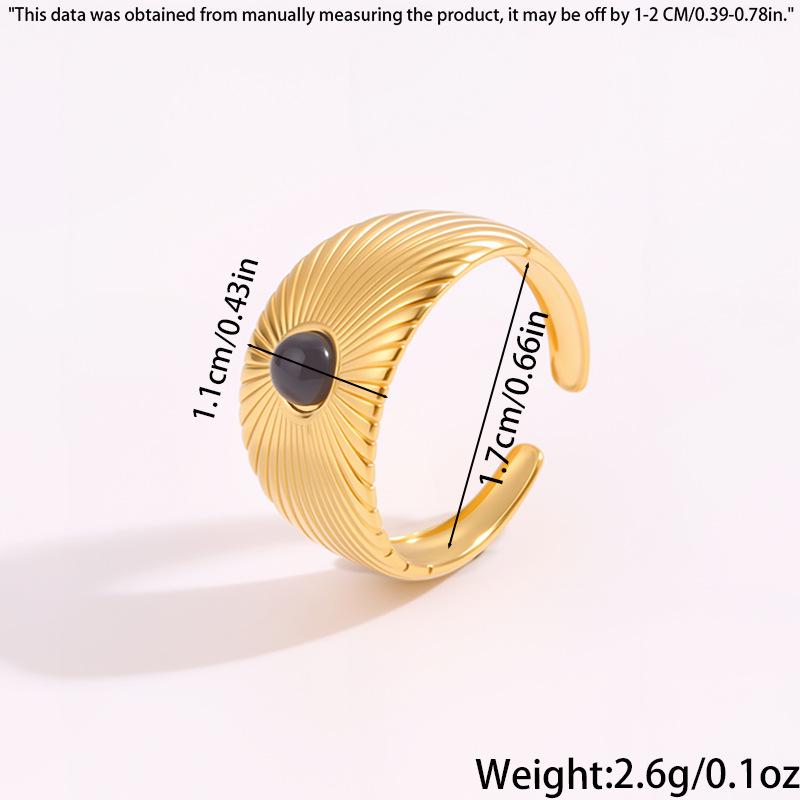 Gold-Plated Titanium Steel Open Ring with Retro Geometric Design