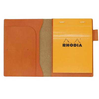 Rhodia 13 with Pen Genuine Leather In Includes One Notebook No. Cover, Horizontal, Holder, (Made Japan), (Orange)