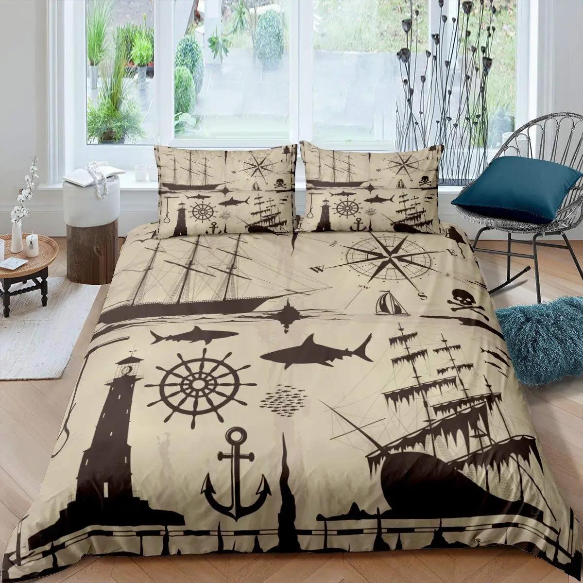 

Comforter Anchor Nautical King Queen Vintage Plank Blue Bedding Set Camping Adventure Polyester Comforter Comforter (quilt)-EU Single(135*200cm)3pcs
