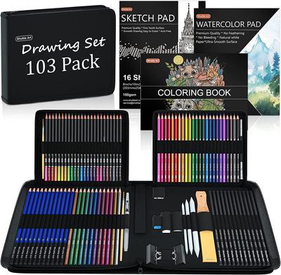 Shuttle Art Creioane colorate 103 piese Set creioane pentru desen Creioane acuarela Creioane colorate Culori metalice Schiță Ilustrație Graffiti Acuarelă