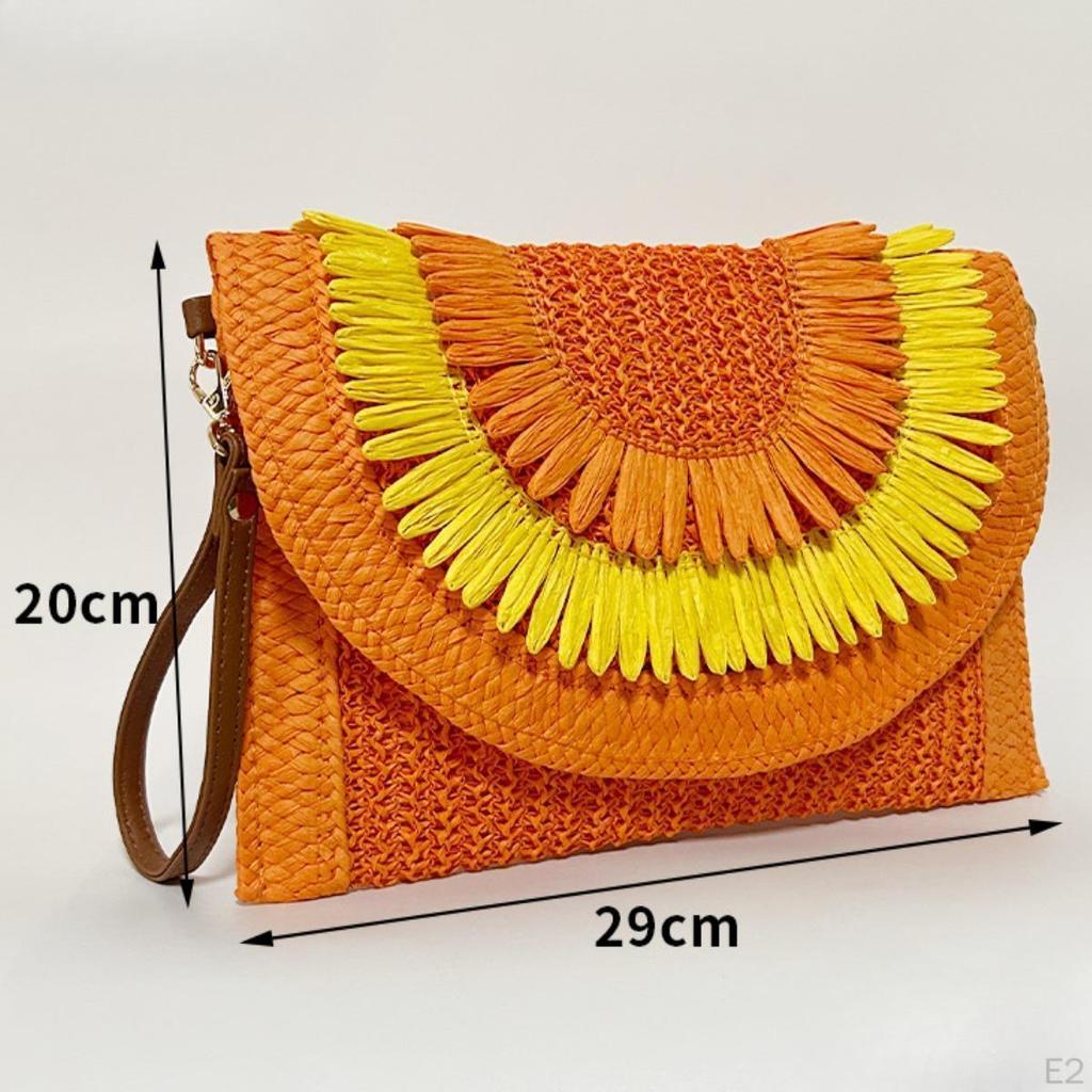 Bohemian Handmade Woven Envelope Bag 29x20cm Clutch Purse for Daily Outings