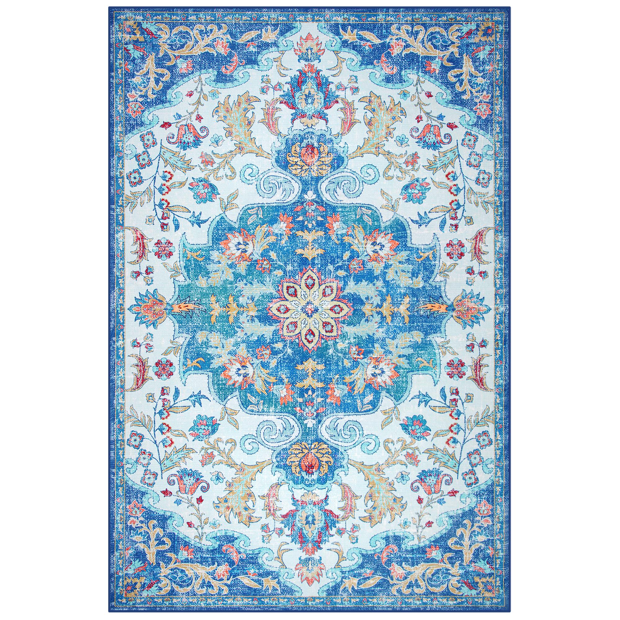 

Lochas Vintage Floral Rugs Soft Accent Large Area Rug Fluffy Carpet for Bedroom Living Room Home Decor Floor Mat 122x183cm синий