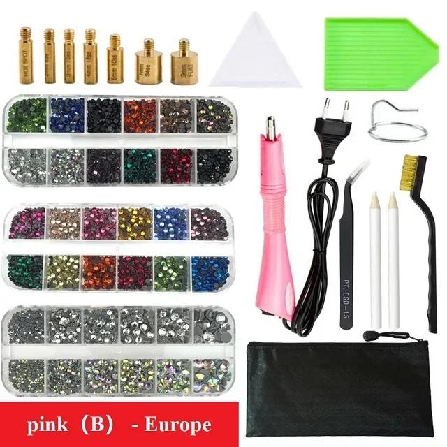 Rhinestones Applicator Kit, Bedazzler Kit with Rhinestones, Hot Fix Rhinestone Setter Tool Kit,Heat Fixed Machine Gun Set Fabric