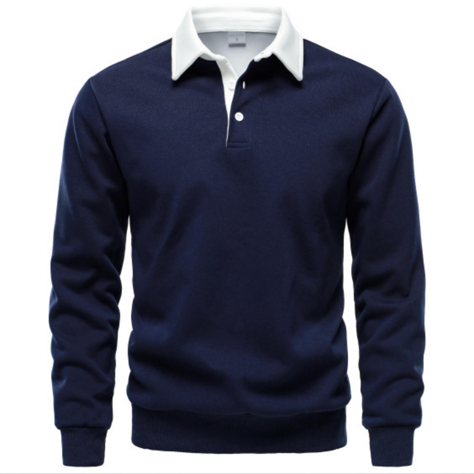 

Men s Casual Solid-color Lapel Versatile Long-sleeved Shirt, Men s Heavy Cotton Hoodie XL