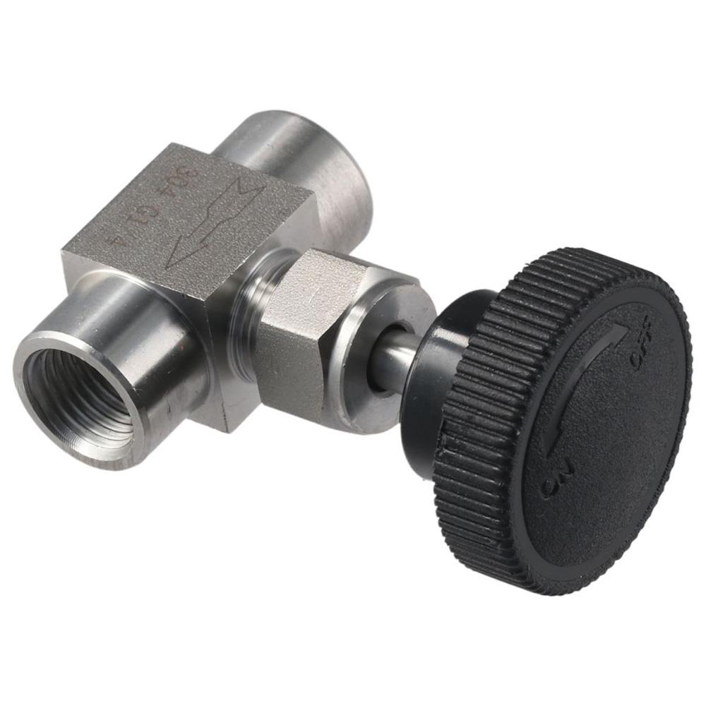 Vanne à aiguille en acier inoxydable 304 Argent Tube à air Vanne manuelle Vanne à bille durable Eau Gaz Huile