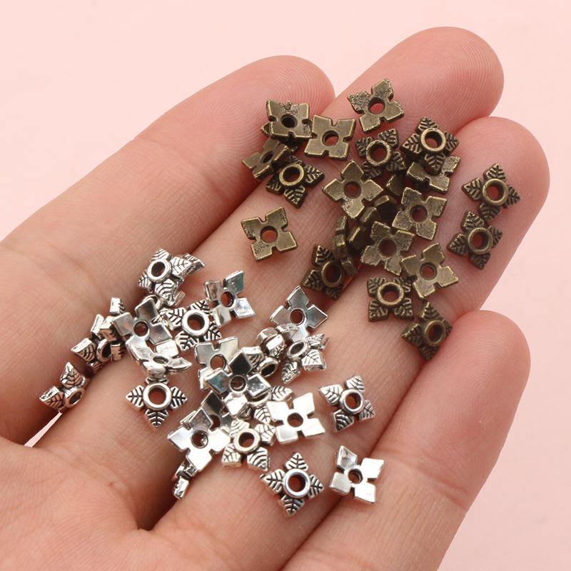 50pcs 8mm Flower Beads Caps Bead End Caps Alloy Metal DIY Jewelry Making Accessories Findings for Necklace Bracelets Findings