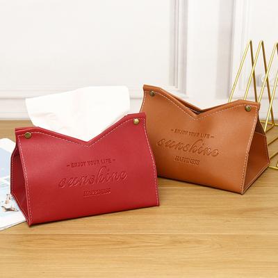 Living Room Dining Room Tissue Box Environmentally Friendly Leather Multi-purpose Solid Color Creative Napkin Storage Box