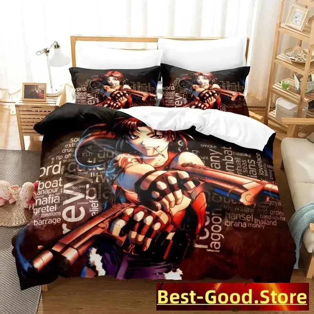New Black Lagoon Bedding Set Duvet Cover Sheet Printed Bed Set Pillowcase Bed Full Queen King Size Comforter Bedroom