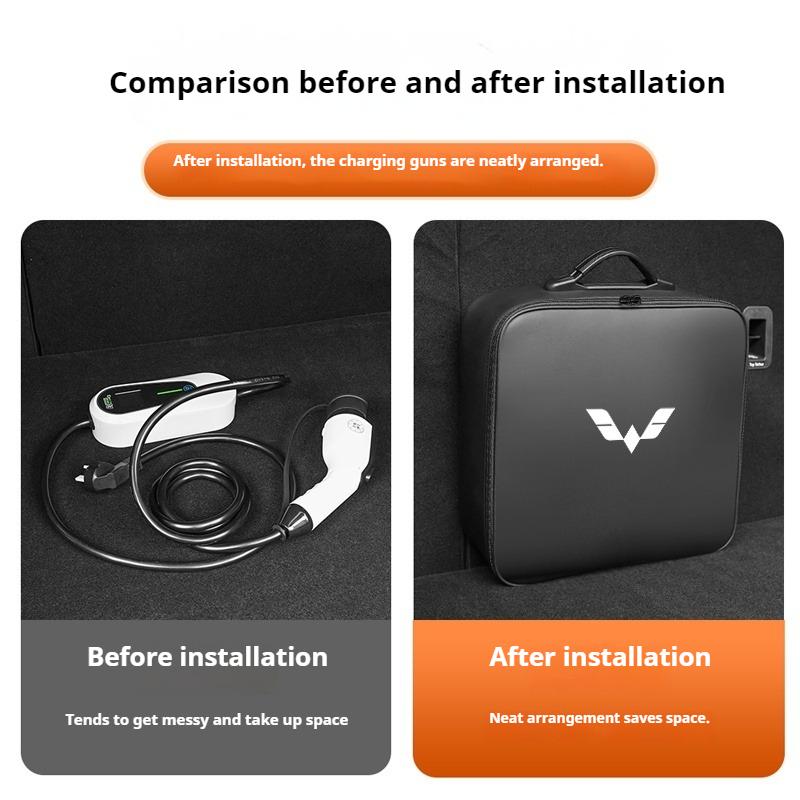 For Wuling Binguo PLUS Binguo MINI EV Portable EV Charger Cable Storage Bag Trunk Organizer Box