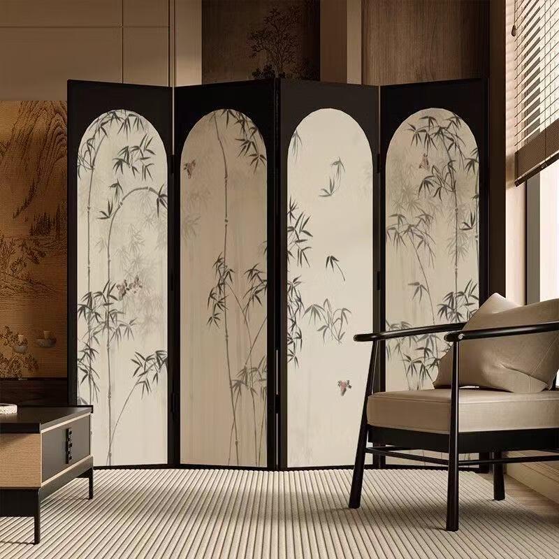 Bamboo Pattern Folding Privacy Screen