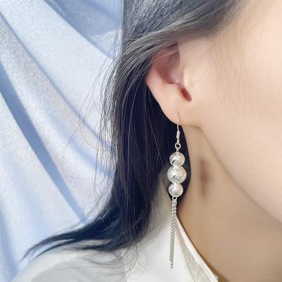 Orecchini con Frange Sansheng Iii Ganci Lunghi per Orecchie Fiori Opachi Nappe Perline Trasferimento Ricca Ragazza Orecchini Stile Cinese