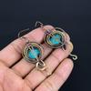 Arizona Turquoise 999 Copper Wire Wrapped Earrings, Handmade Gemstone Jewelry Earrings For Memorial Day