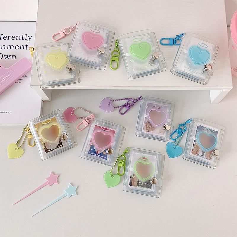 32 Pockets Photo Album 2 Inch Love Heart Hollow Picture Storage Case Keychain Kpop Card Binder Name Card Book Photocard Holder