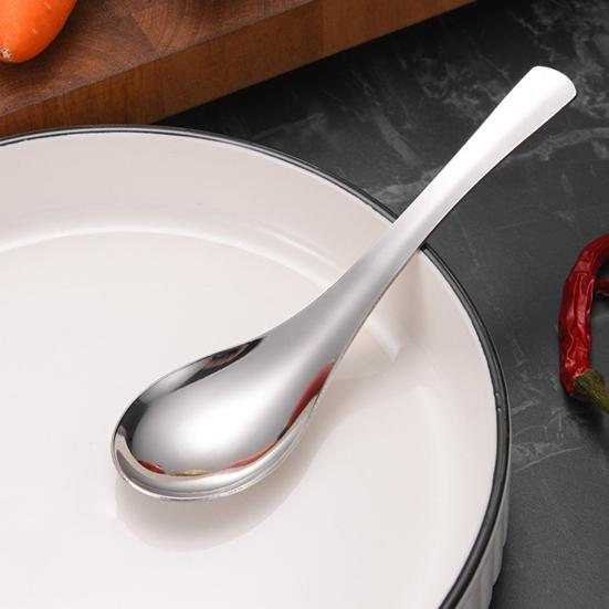 Stainless Steel Dinner Spoons Large Dessert Teaspoon with Round Edge Metal Cutlery for Home Kitchen Restaurant