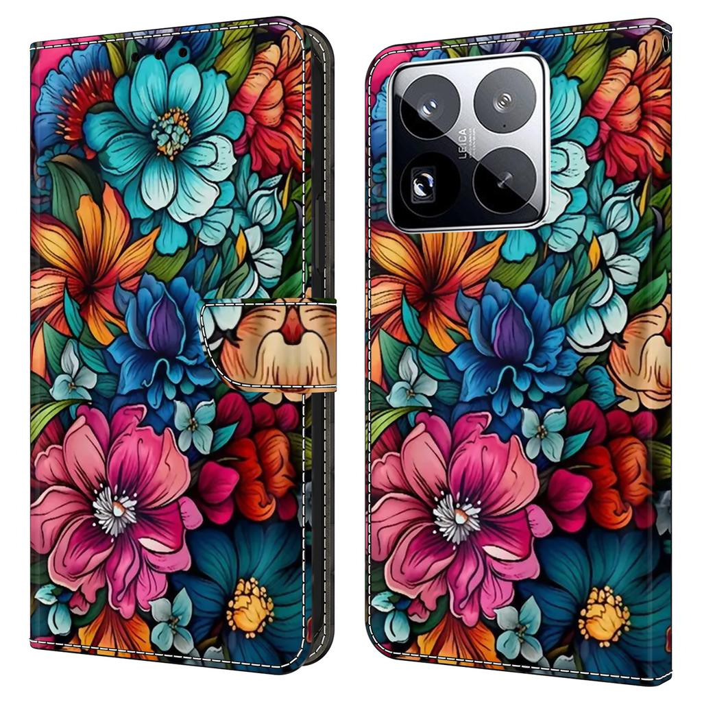 For Xiaomi 15 Pro Case with Card Slot Pattern Printed TPU+PU Leather Flip Phone Cover