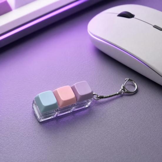 2/3/4/9-Keys Keyboard Fidget Toy, Stress Relief Push Button Finger Clicker Toy, LED Light-up Mechanical Keyboard Fidget Keychain