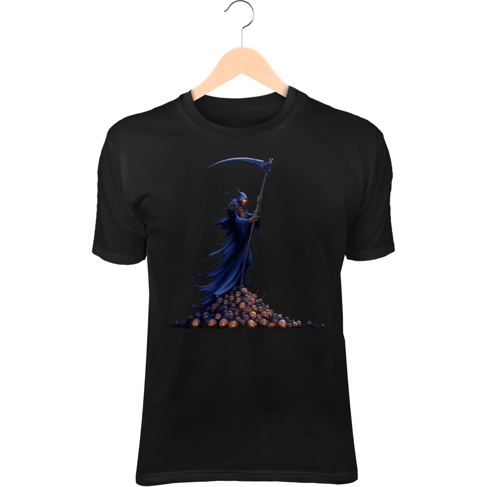

Reaper Skull T-Shirt – Oversized Scythe, Glowing Eyes, Wind-Blown Cloak XL
