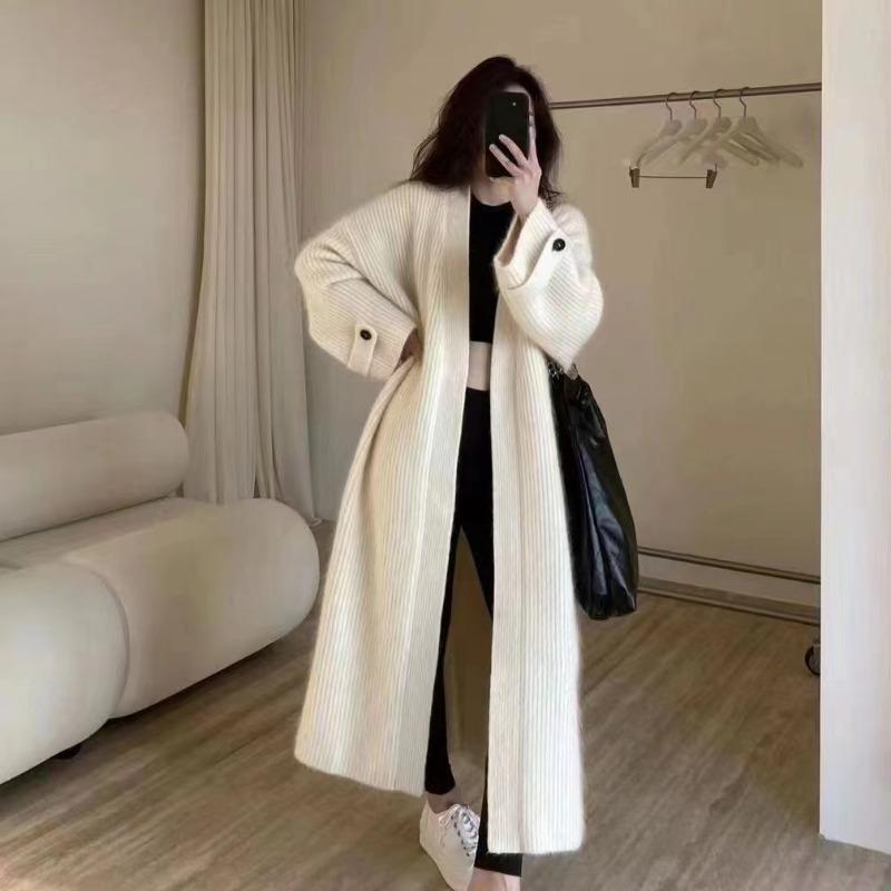 

Осень и зима новый дизайн чувство ленивый стиль длинный свитер вязаный кардиган женский свободный и тонкий пальто топ толстый One size