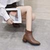 Pointed Short Boots Women's Simple Temperament Wool Tube Low Heel Leather Boots Rear Zipper Fashion Boots