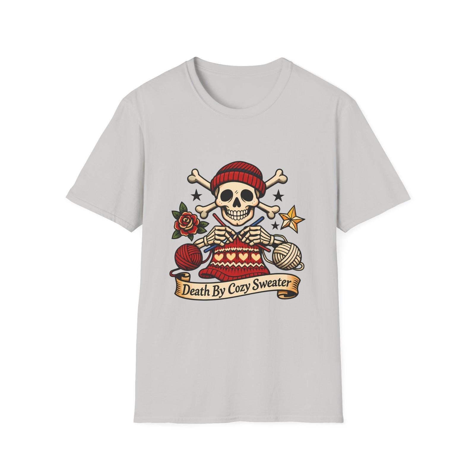 

Unisex Softstyle T-Shirt Skull Crossbones Knitting Yarn Death Gothic Dark Humor S разноцветный
