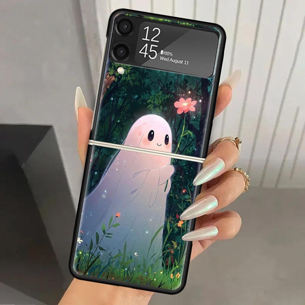 Cute Halloween Ghost Hard PC Back Phone Case for Samsung Galaxy ZFlip 7 6 5 Z Flip 4 ZFlip6 Z Flip7 5G ZFlip4 Flip3 Zflip5 Cover