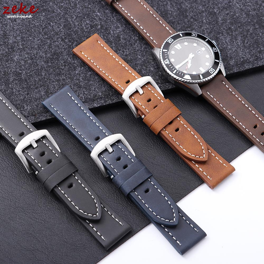 Retro Matte Leather Watchband 20mm 22mm Straps for Huawei Watch Gt4/Gt3 Black Green Brown Strap for Samsung Galaxy Bracelet Belt
