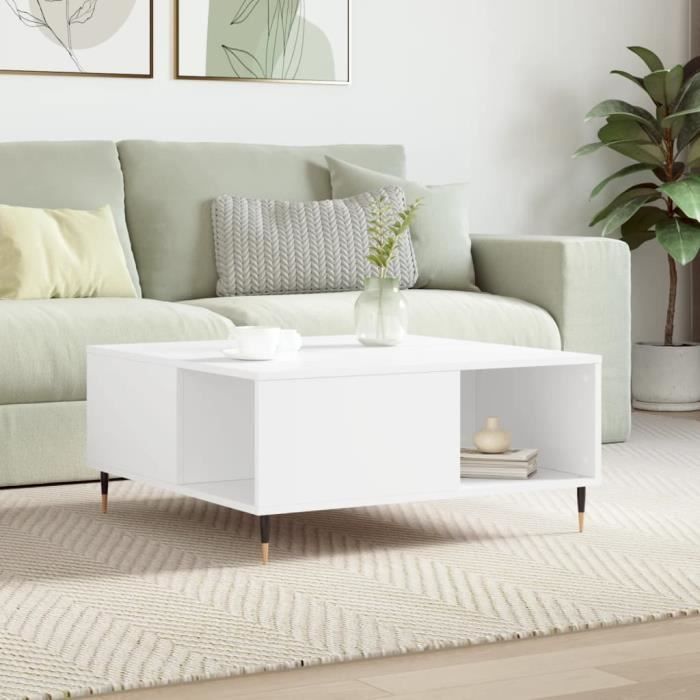 VidaXL Coffee Table White 80x80x36.5 Cm Engineered Wood 830772