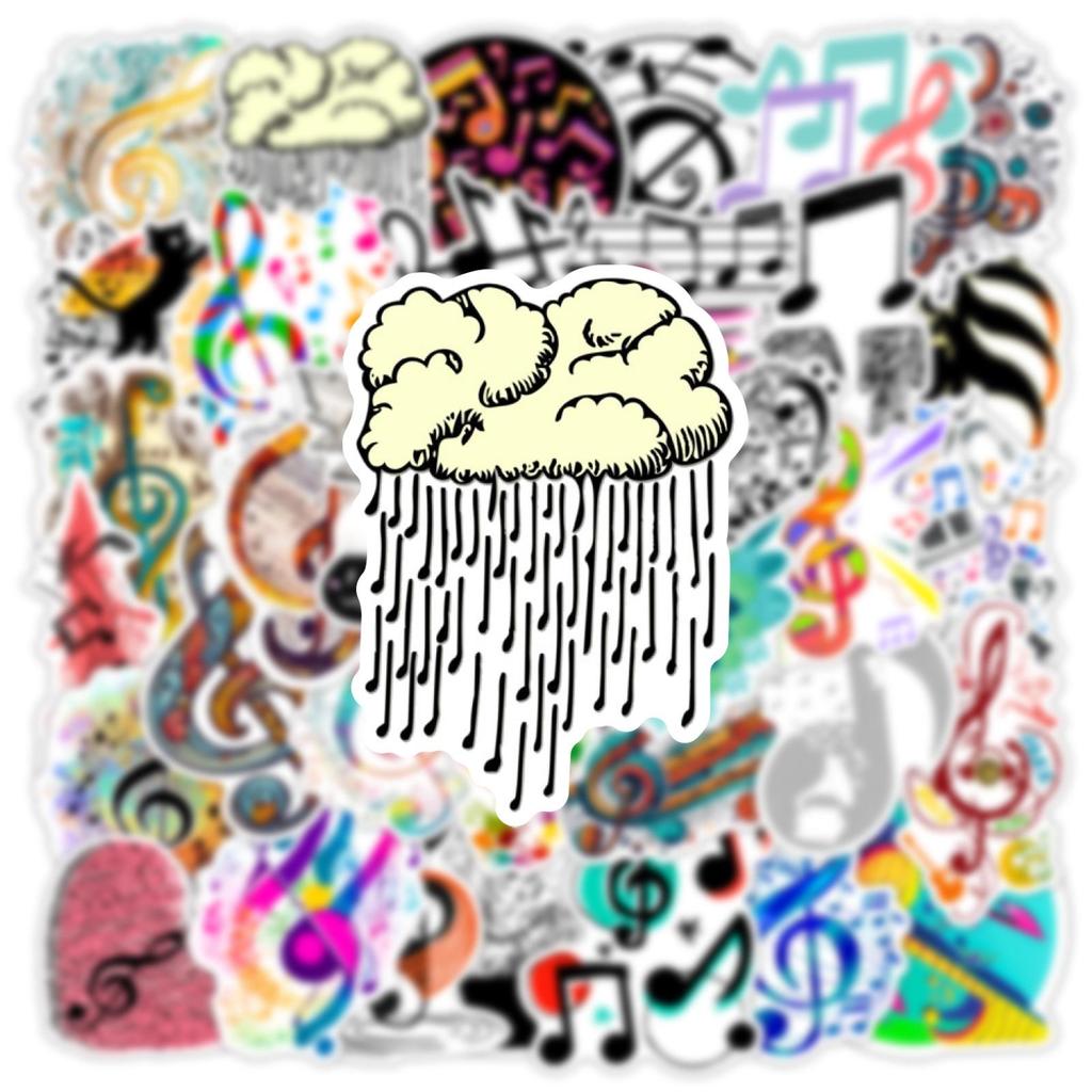 50 Waterproof Musical Note Graffiti Stickers for Phone, Guitar, Laptop, and Tablet Cases