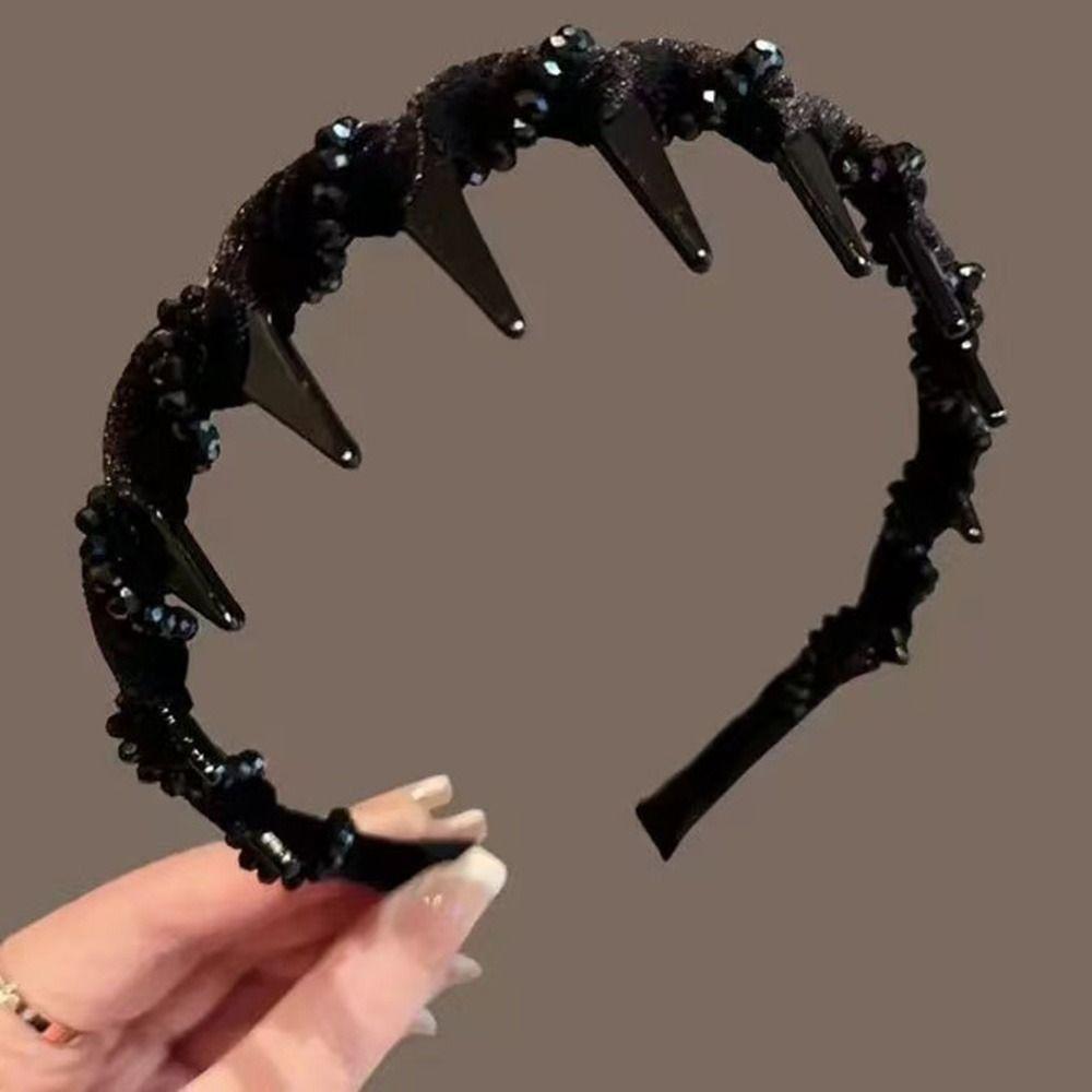 Fluffy High Cranial Top Headband Korean Style Non-slip Hair Hoop Wave Hairband with Teeth  Student