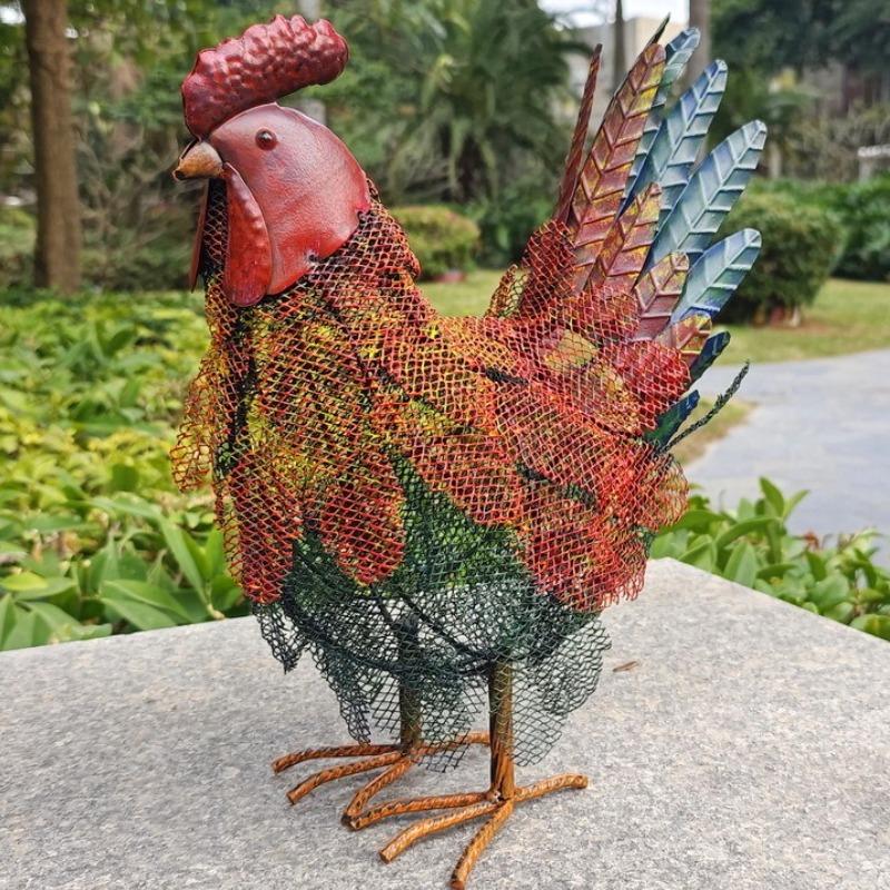 Animal Ornaments Agritainment Iron Floor Sculptures Miniature Creative Ornaments for Courtyard Garden Decoration Accessories
