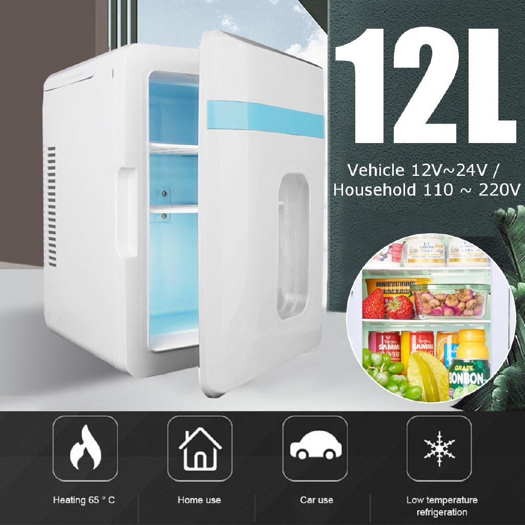 12L 2-IN-1 Mini Heating Box Fridge Home and Car Ultra Quiet Refrigerators Low Noise Car Refrigerators Cold Storage Cosmetic